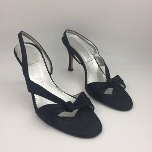 Anne Klein Black Satin Strappy Heel
